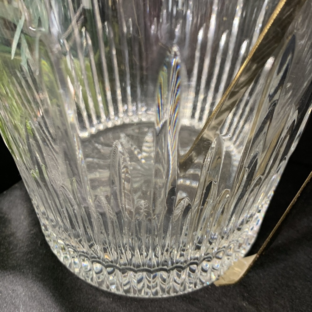 Marquis by Waterford Barcelona crystal ice bucket w/ vintage gold tone ice tongs - Picture 2 of 9